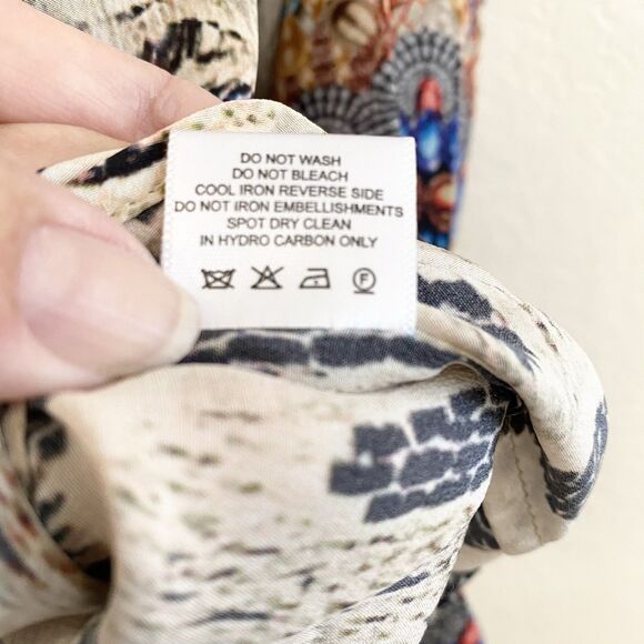 Moda Baronessa Button Up Blouse Multicolor Animal Print 100% Silk Small Tunic - Picture 5 of 10